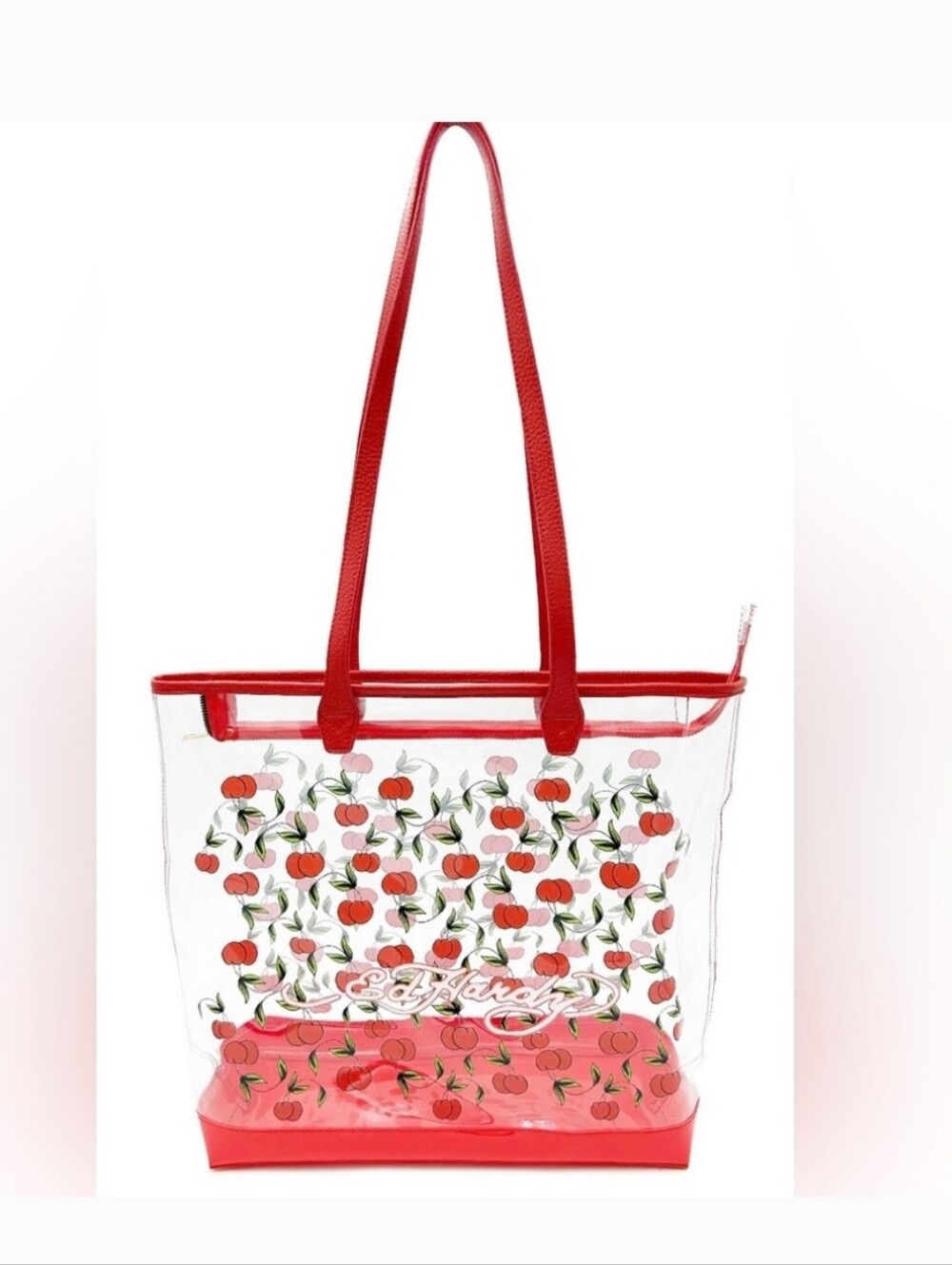Ed Hardy Clear Cherry Tote Bag in Red Nwt Retail $159 - Picture 5 of 6